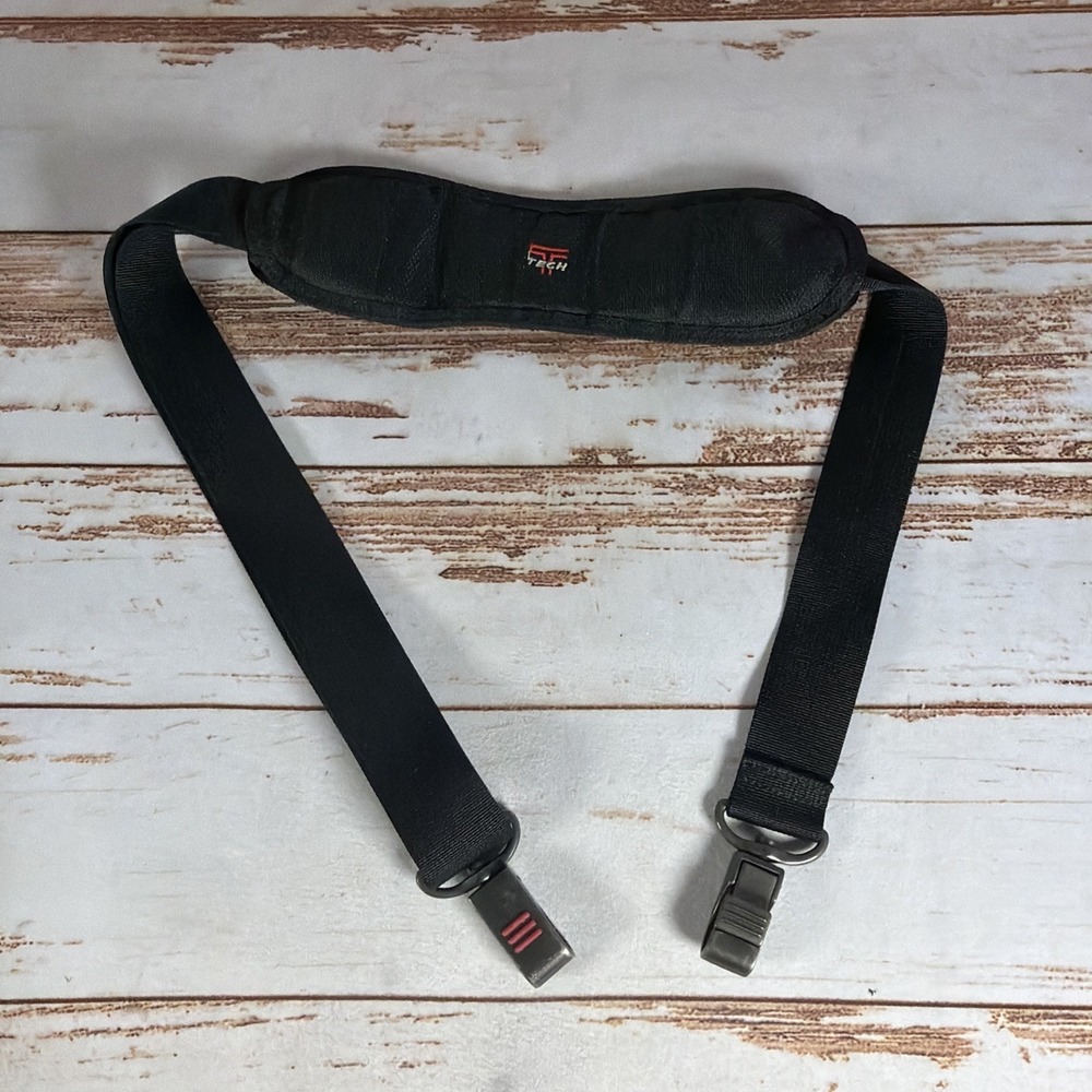 Tumi Adjustable Leather Shoulder Strap Black Metal Clips Padded